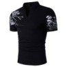 Fashionable short sleeve t-shirt - stand up open collar - printed sleevesT-shirts