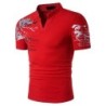 Fashionable short sleeve t-shirt - stand up open collar - printed sleevesT-shirts