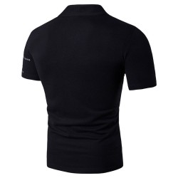 Fashionable short sleeve t-shirt - stand up open collar - printed sleevesT-shirts