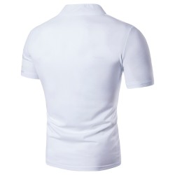 Fashionable short sleeve t-shirt - stand up open collar - printed sleevesT-shirts