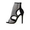 Sexy high heel sandals - ankle length pumps - hollow-out - with rhinestones - back zipperHigh heels