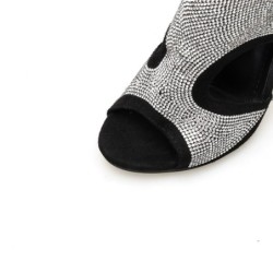 Sexy high heel sandals - ankle length pumps - hollow-out - with rhinestones - back zipperHigh heels