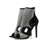 Sexy high heel sandals - ankle length pumps - hollow-out - with rhinestones - back zipperHigh heels