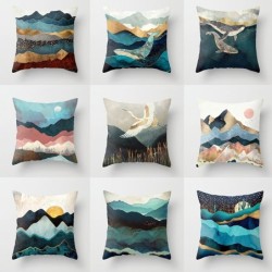 Decorative cushion cover - geometric mountains / sun - 45 * 45 cmCushion covers