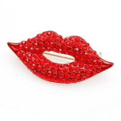 Lábios de cristal vermelho - broche
