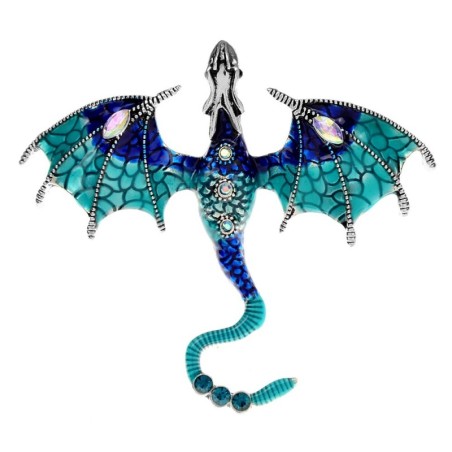 broche de dragão de esmalte de cristal