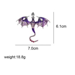broche de dragão de esmalte de cristal