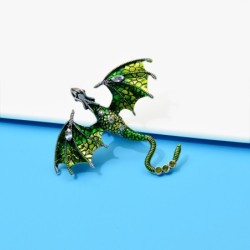 broche de dragão de esmalte de cristal