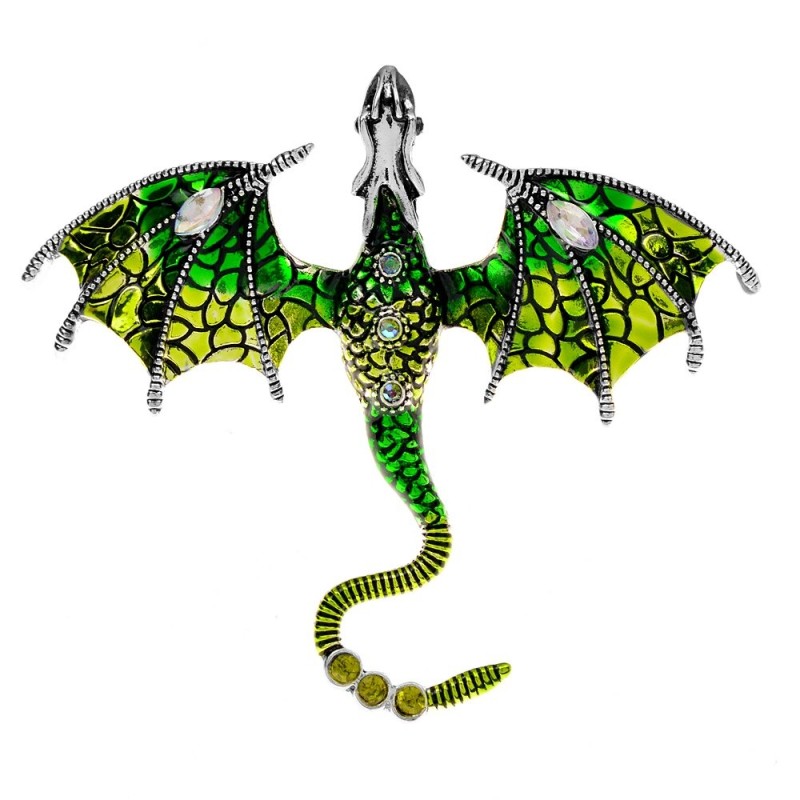broche de dragão de esmalte de cristal