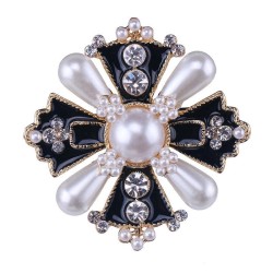 Cruz estilo vintage com pérola/cristais - broche exclusivo