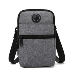 Bolsa de ombro de lona pequena - zíperes - orifício para fone de ouvido