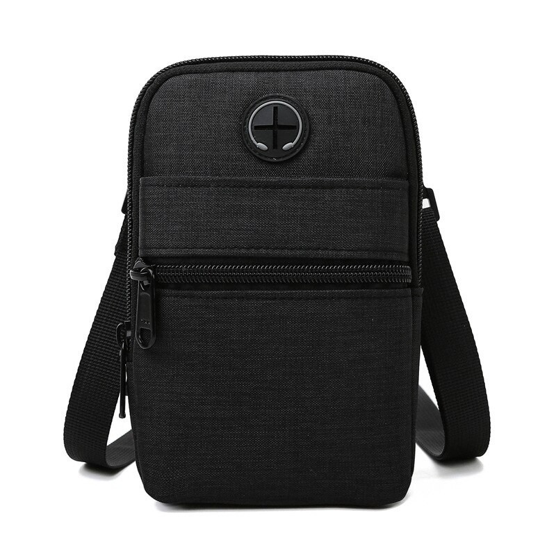 Bolsa de ombro de lona pequena - zíperes - orifício para fone de ouvido