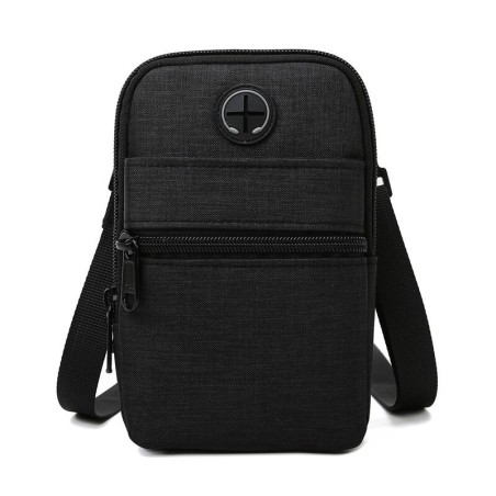 Bolsa de ombro de lona pequena - zíperes - orifício para fone de ouvido