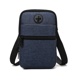 Bolsa de ombro de lona pequena - zíperes - orifício para fone de ouvido