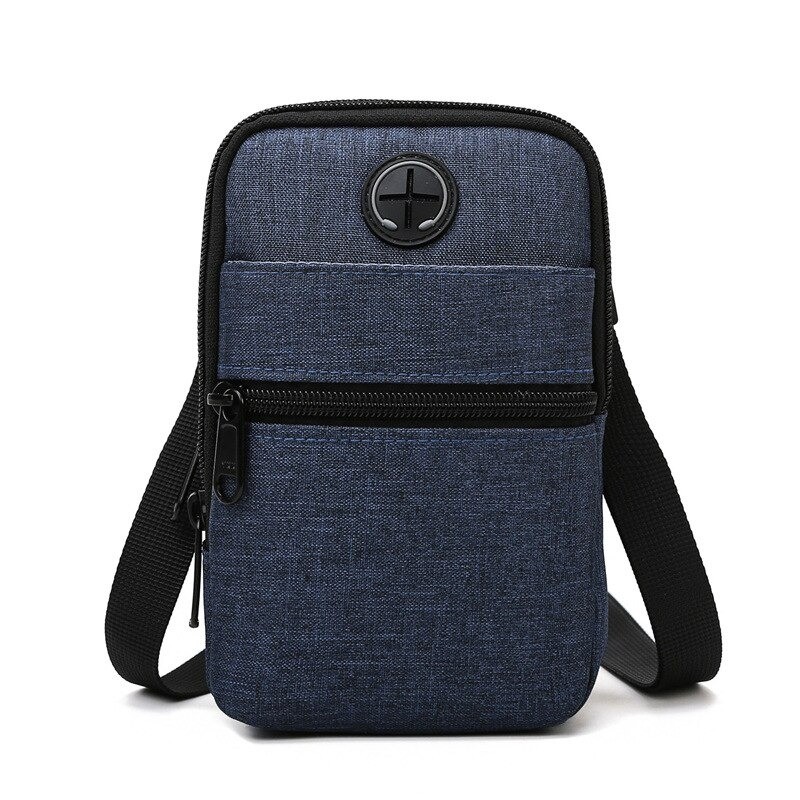 Bolsa de ombro de lona pequena - zíperes - orifício para fone de ouvido