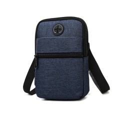 Bolsa de ombro de lona pequena - zíperes - orifício para fone de ouvido