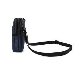 Bolsa de ombro de lona pequena - zíperes - orifício para fone de ouvido