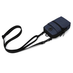 Bolsa de ombro de lona pequena - zíperes - orifício para fone de ouvido