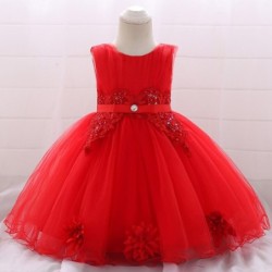 Vestido florido de renda - com laço - cristais - paetês