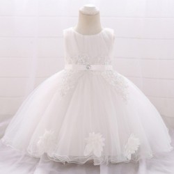 Flower lace dress - with bow - crystals - sequinsClothes