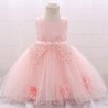 Vestido florido de renda - com laço - cristais - paetês