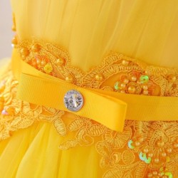 Flower lace dress - with bow - crystals - sequinsClothes