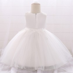 Flower lace dress - with bow - crystals - sequinsClothes