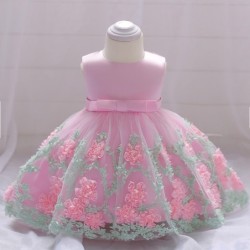 Elegant girls dress - flower chiffon - zipper - bowClothes