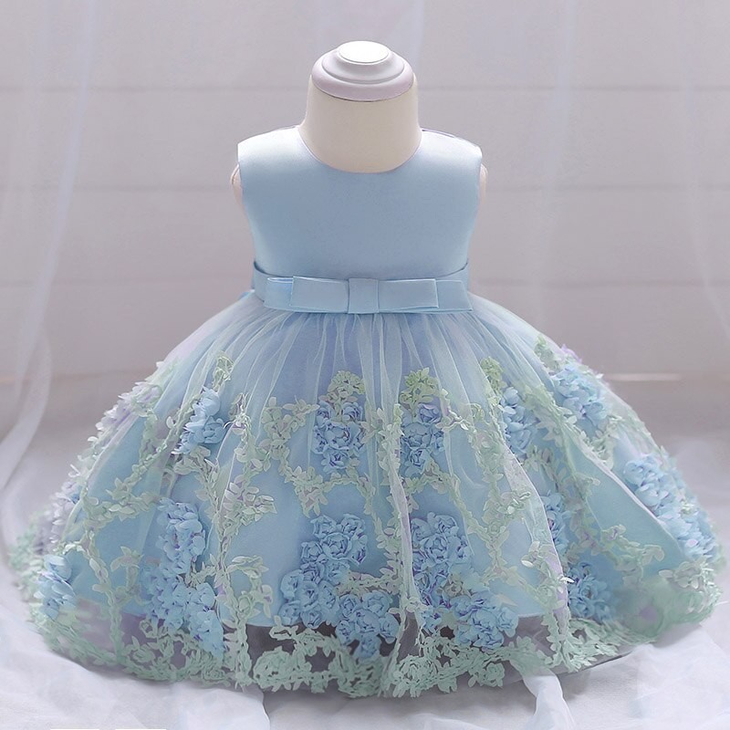 Vestido de menina elegante - chiffon flor - zíper - laço