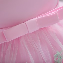 Vestido de menina elegante - chiffon flor - zíper - laço