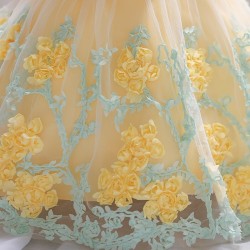 Elegant girls dress - flower chiffon - zipper - bowClothes