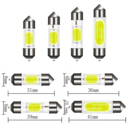 Lâmpada LED COB para carro - C10W C5W - Festoon 31mm 36mm 39mm 41mm - branca