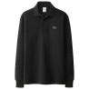 T-shirt polo elegante - manga comprida - logótipo bordado - algodão