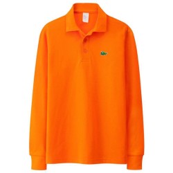 T-shirt polo elegante - manga comprida - logótipo bordado - algodão