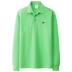 T-shirt polo elegante - manga comprida - logótipo bordado - algodão