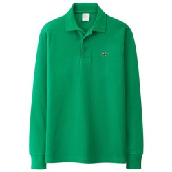 T-shirt polo elegante - manga comprida - logótipo bordado - algodão
