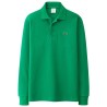 T-shirt polo elegante - manga comprida - logótipo bordado - algodão