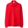 T-shirt polo elegante - manga comprida - logótipo bordado - algodão