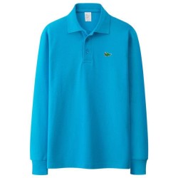 T-shirt polo elegante - manga comprida - logótipo bordado - algodão