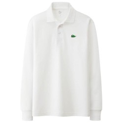 T-shirt polo elegante - manga comprida - logótipo bordado - algodão
