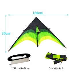 Pipa super grande - preta - verde - com linha - 160 cm
