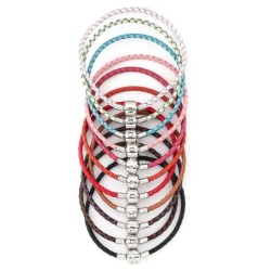 Pulseira de couro - com talão de metal - fivela magnética