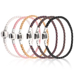 Pulseira de couro - com talão de metal - fivela magnética