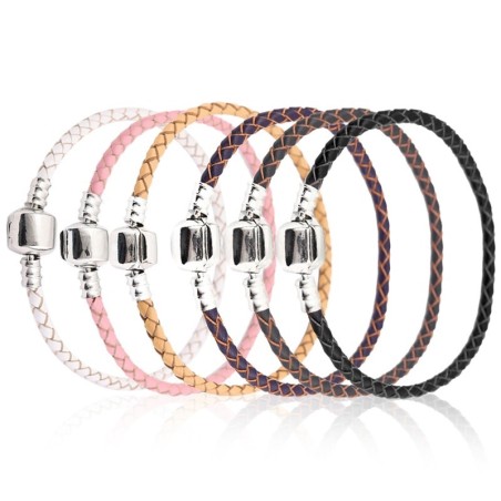 Pulseira de couro - com talão de metal - fivela magnética