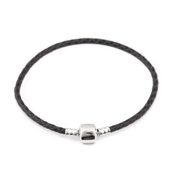 Pulseira de couro - com talão de metal - fivela magnética