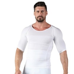 T-shirt de emagrecimento para homem - manga curta - compressão - modelador de corpo