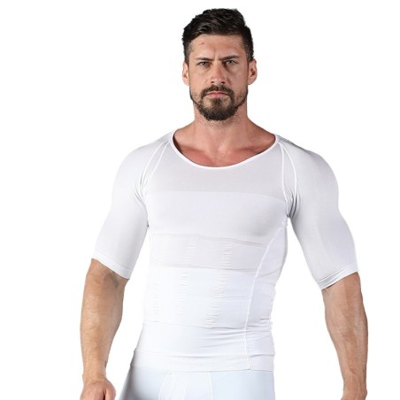 T-shirt de emagrecimento para homem - manga curta - compressão - modelador de corpo