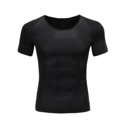 T-shirt de emagrecimento para homem - manga curta - compressão - modelador de corpo
