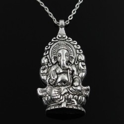 Pingente Ganesha Buddha Elephant - colar de prata
