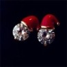 Brincos de chapéu de Papai Noel - com zircão de cristal